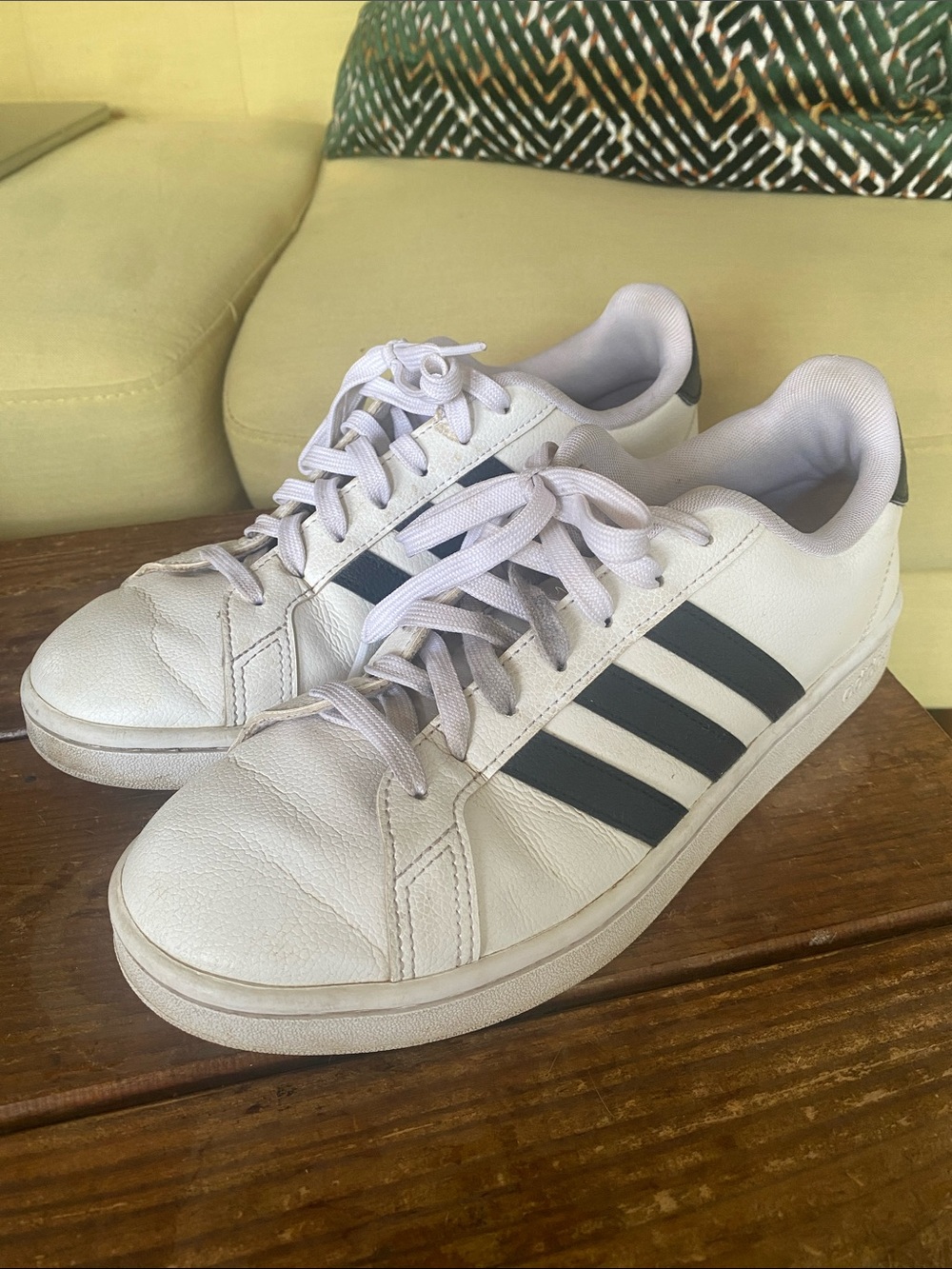 adidas White Sneakers with Black Stripes - Men's Low-Top Trainers